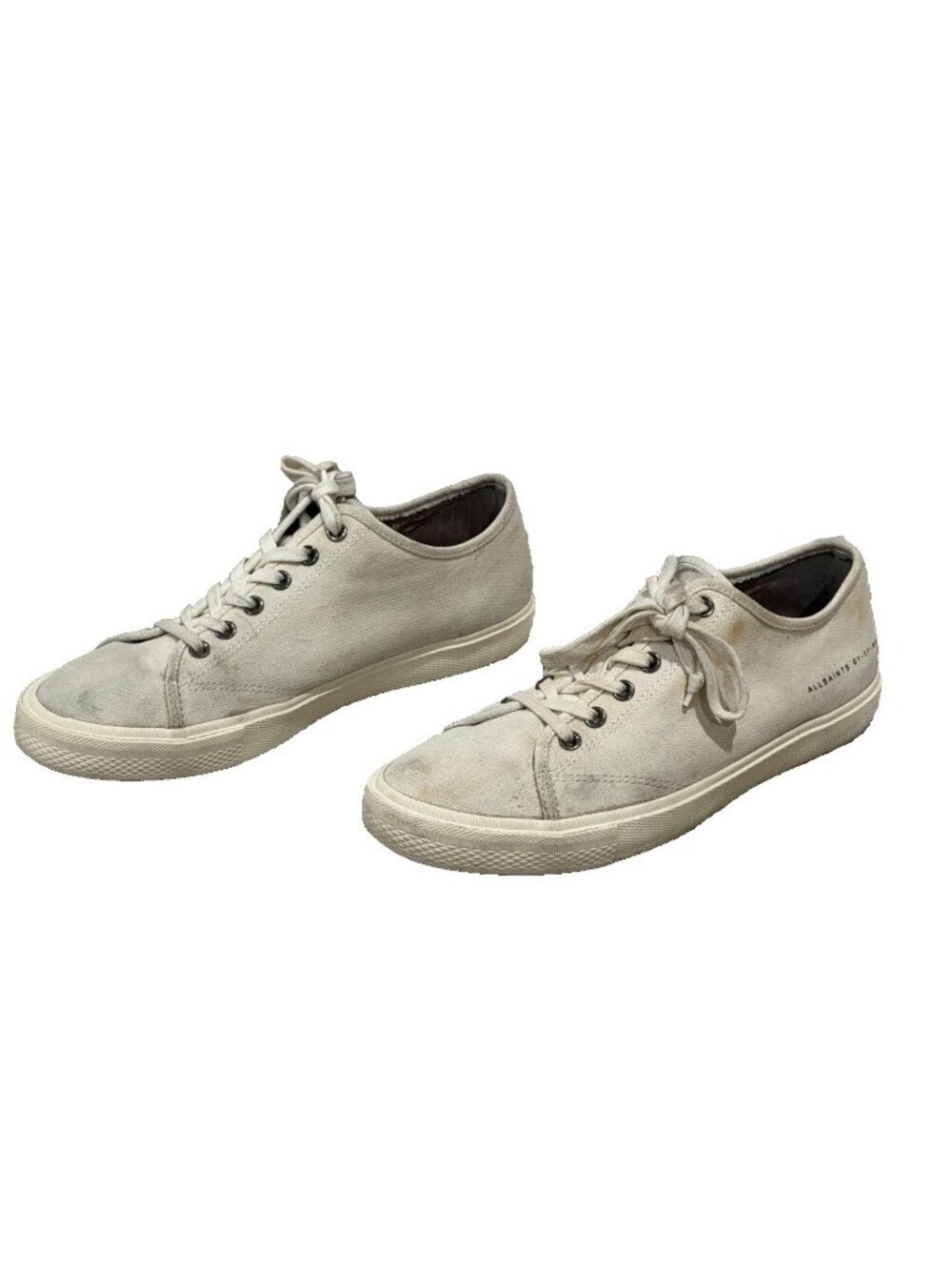 AllSaints Low Top Canvas Sneakers Off-White Cream Lace Up Shoe Theo EU 42 Mens 9